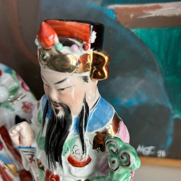 Vintage Chinese Porcelain Figurine of All three Lucky Gods - Picture 7 of 16
